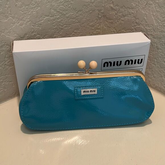 Miu Miu Parfume Kisslock Clutch Pochette Bright Blue Chain Crossbody Mini Bag
